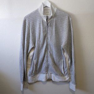 Billy Reid Gray and White Patterned Zip Up Bomber Style Jacket Size Large